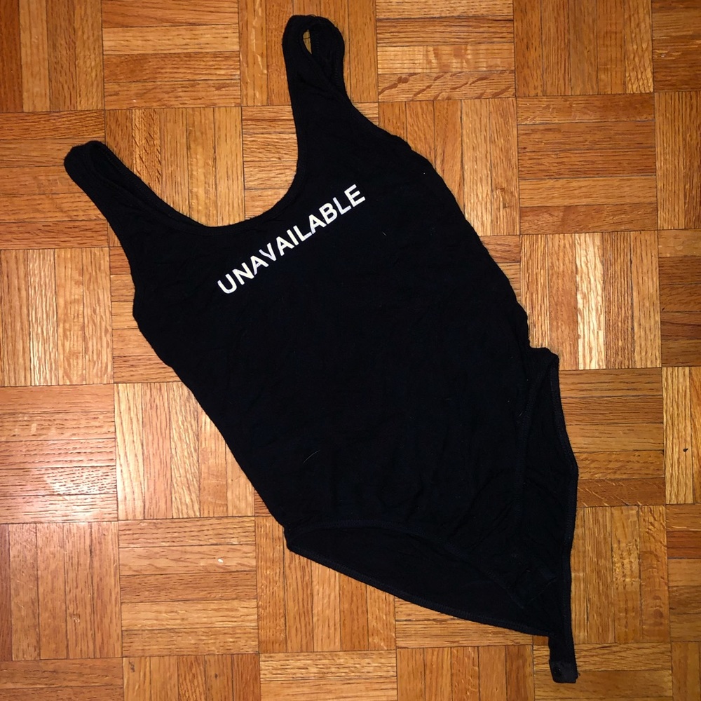 “UNAVAILABLE” Black & White Graphic Bodysuit